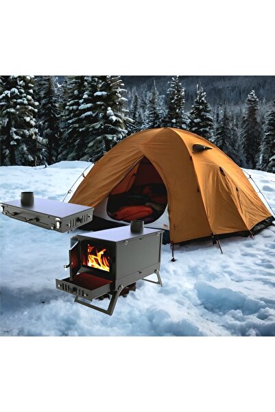 demirnesil Katlanır 2MM Çelikten Camlı Kül Hazneli Kamp,Çadır Sobası. Kolay kurulum Çantalı Tepedentırnağa Soba