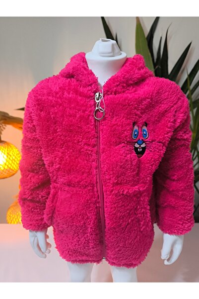 Star Pop Kız Çocuk Peluş Polar Hırka Kapşonlu Fermuarlı Cepli Pembe Beyaz Siyah Mor !!! Dar Kalıp