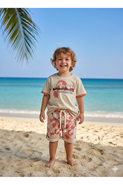 Miniworld Kids Unisex Girls Boys Shorts Bottom Top Set Nursery 100% Cotton Casual Style Design Premium, Coral