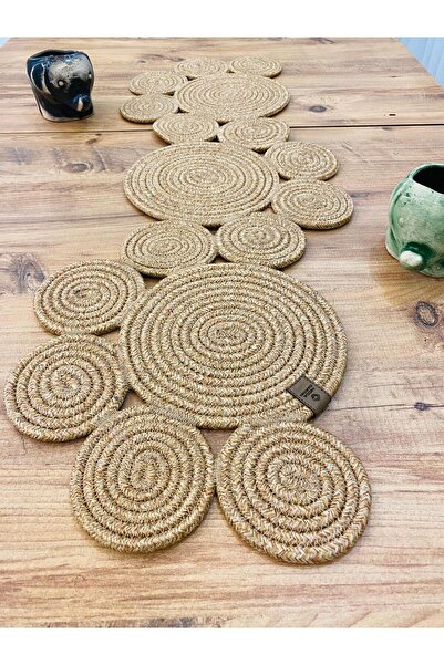 ModaCardin 35x100 Cm Stil Boem Daisy Model Runner - Față de masă decorativă din iută și răchită