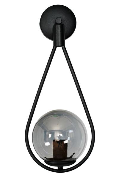 VENON AYDINLATMA KENT APLİK CAMLI SİYAH (GLOP FÜME CAM) Duvar Aydınlatma Salon Dekoratif Modern Tasarım