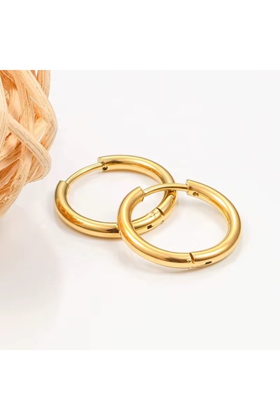 Siya Silver Gold Renk Cerrahi Çelik Halka Küpe - Beden Seçiniz