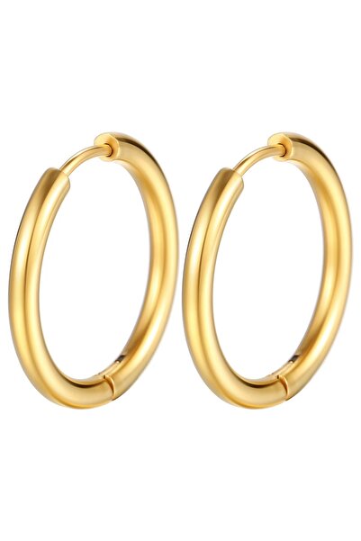 Siya Silver Gold Renk Cerrahi Çelik Halka Küpe - Beden Seçiniz