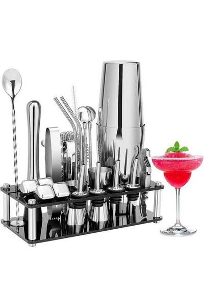 fulina 23 PCS Cocktail Shaker Set,Boston Stainless Steel Bartender Kit with Acrylic Stand,for Home,Party