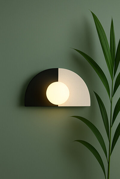VENON Half Moon Half Black and White Wall Lamp Sconce 15 cm Globe Glass Hotel Lighting