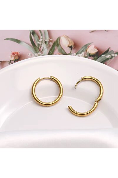 Siya Silver Gold Renk Cerrahi Çelik Halka Küpe - Beden Seçiniz