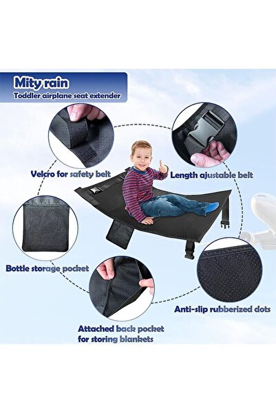 fulina موسع مقعد الطائرة للأطفال، سرير طائرة للأطفال مع جيوب جانبية، لراحة الساق والاستلقاء، 79 × 44 سم