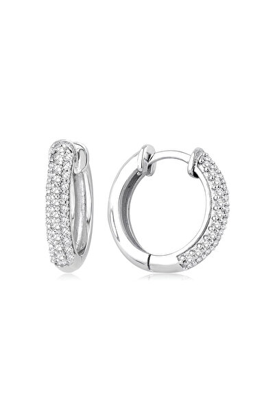 Vitastyle GÜMÜŞ RENK TAŞ DETAYLI HALKA MODEL KÜPE