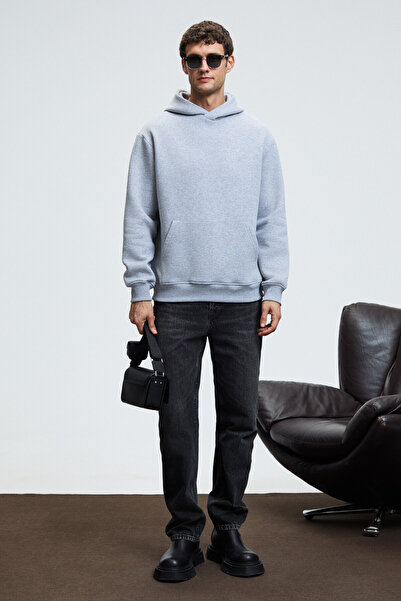 GRIMELANGE Amos men's soft fabric 3 thread o Oversized k Hooded kangaroo pocket grimelange sweatshirt