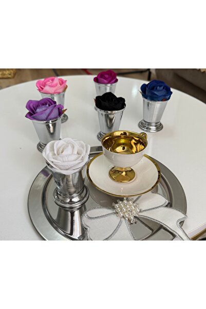 Elzemm store Silver Plated Rose Bowl Includes 6 Colorful Roses, so It's Brown