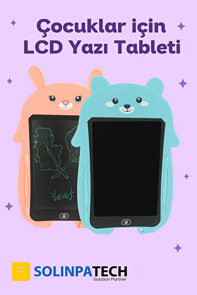 SolinpaTech Pink 8.5 Inch Lcd Drawing and Writing Tablet with Rabbit Figure