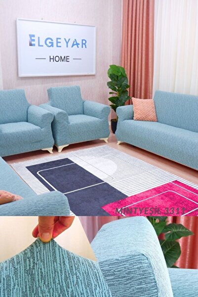 elgeyar Жакардов диван, диван, калъф за разтегателно легло Модел на пръчка Гъвкава без пола за 3+3+1+1 комплекта