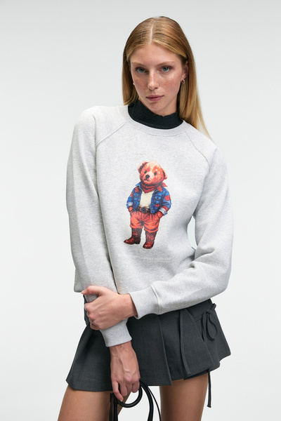 GRIMELANGE Dámská mikina AELORIA s raglánovými rukávy a potiskem na přední straně, regular střih, barva Grimelange