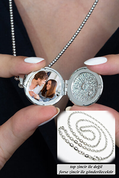 Takı Dükkanı قلادة دائرية bbk50 مع غطاء قابل للفتح لوضع الصور