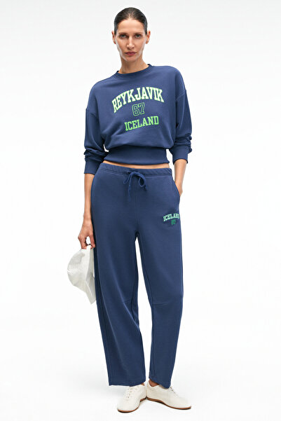 GRIMELANGE SORELLIA Жіночий велосипедний комір, що сидить на талії, з корсетом і принтом, звичайний темно-синій світшот