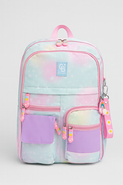 Catwins Rucsac de școală în stil coreean albastru cu accesorii