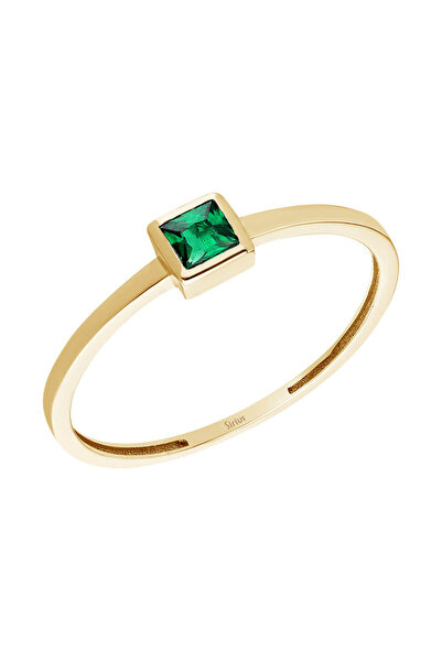 Sirius Pırlanta Prenses Kesim Zümrüt Taşlı Tektaş Yüzük