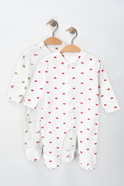 ENİA BABY Organik Kız Bebek Çiçek desenli 2li Tulum Takımı Yenidoğan kıyafet ...