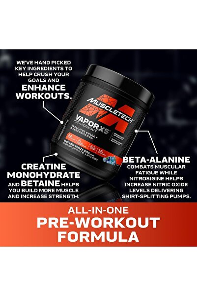 MUSCLETECH مكمل غذائي قبل التمرين من الجيل التالي من Vapor X5، نكهة Blue Razz Freeze، 30 حصة
