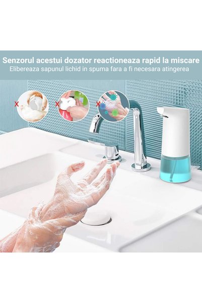 Inteliced Dozator dispenser automat de spuma pentru sapun lichid, Inteliced®, capacitate 500 ml