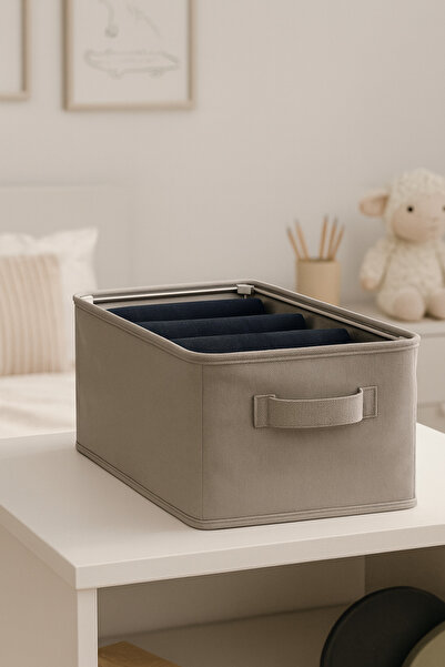 SER&YAT Raf Düzenleyici 25 cm - Gri Imptx Kumaş | 1 Adet | Çelik Destekli, Katlanabilir Kıyafet Organizeri