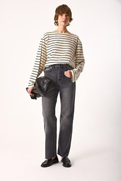 VENA Wanda Anthracite Wide Leg Jeans-Anthracite