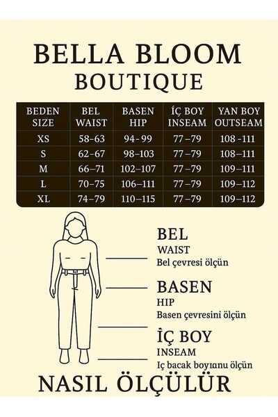 Bella Bloom Boutique Women's Dabıl Fabric Elastic Waist High Waist Wide Cut Double Pocket Pants