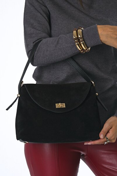 ABBRA Women's Real Suede Leather Hand Shoulder Lined Bag