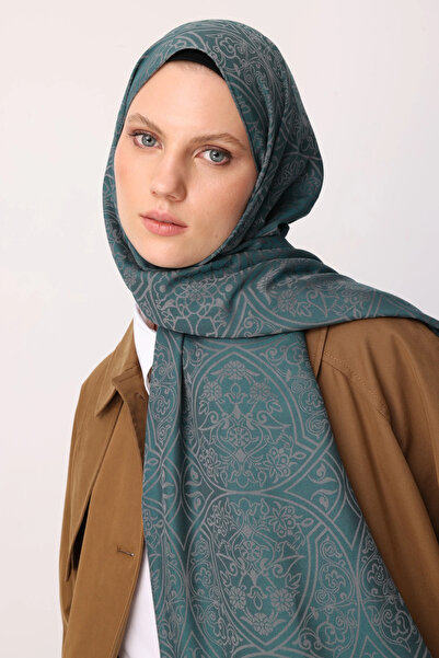 Mooncorn شال أزرق مزدوج الجوانب - رمادي غامق-زمردي