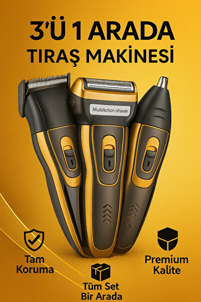 Ipone Ip-2020 3 Başlıklı Tıraş Makinası Profesyonellerin Tercihi Tüm Set