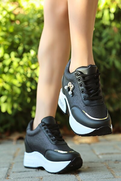 GİNZA SHOES Mdln 1502 Ribbon Detailed Glitter Hidden Heel Shoes