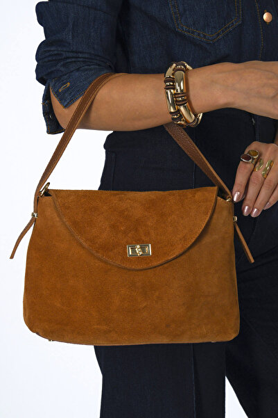 ABBRA Kadın Gerçek Süet Deri El Omuz Astarlı Çanta