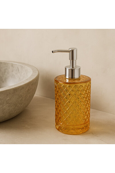 YzHome Kristal Cam Sıvı Sabunluk Bal Rengi