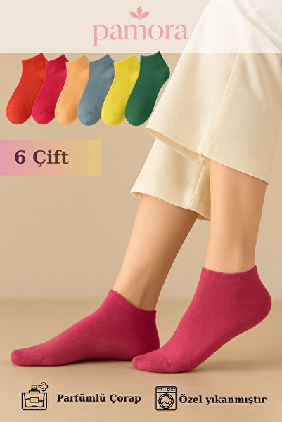 PAMORA 6 أزواج من الجوارب القطنية النسائية بألوان الباستيل - جوارب الكاحل