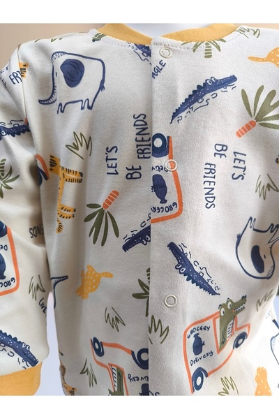 Miniworld Kız-Erkek Bebek- Çocuk Pijama Takımı %100 Pamuk Uzun Kollu Önü Çıtçıtlı Mevsimlik