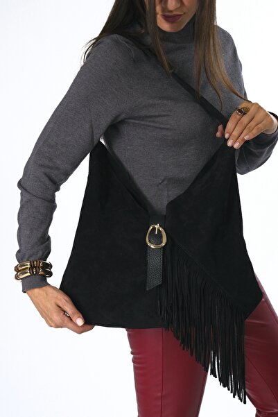 ABBRA Women's Real Suede Leather Puppy Side Tassel Bag