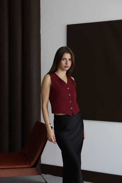 lovmi Жіночий жилет з V-подібним вирізом, облягаючий силует, з підкладкою, ву...