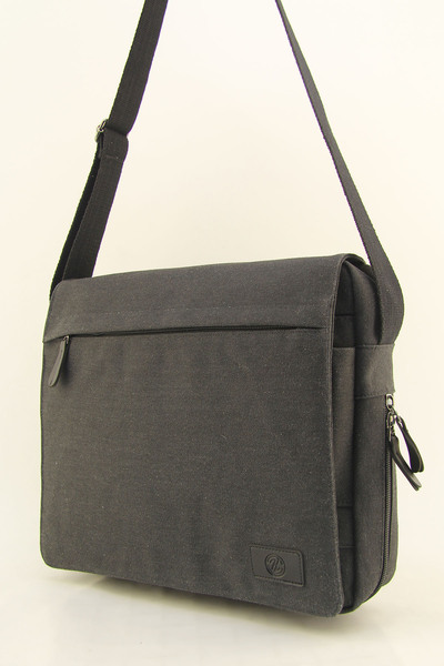 QUB CLUB Postman Black Business School Canvas Waterproof Gusseted Briefcase Street Bag