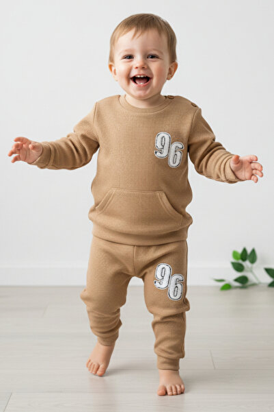 voyyo kids baby بدلة أطفال كاجوال بأكمام طويلة من قماش الوافل المطرز للأطفال ...