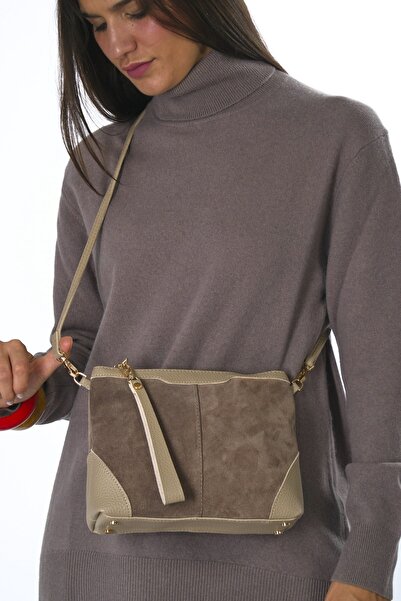 ABBRA Women's Real Suede Leather Small Bag with Shoulder Strap