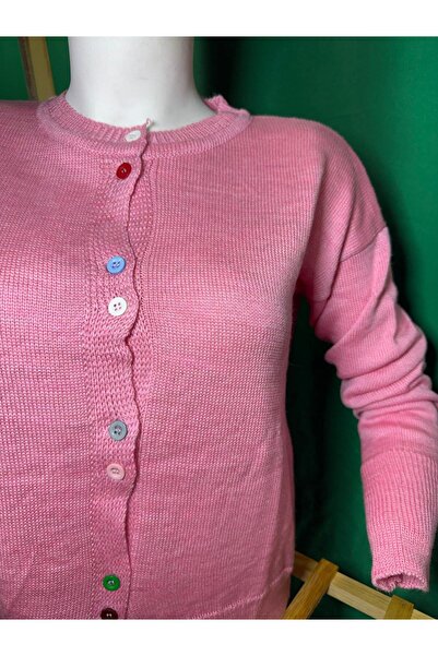 Ugdelia Kadın Renkli Dügmeli Triko Hırka