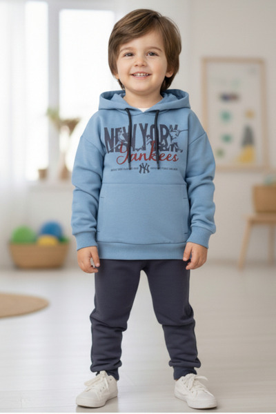 VOY KİDS Boys Seasonal Hooded 2-3-4-5-6 Years Old 2 Thread Tracksuit Set