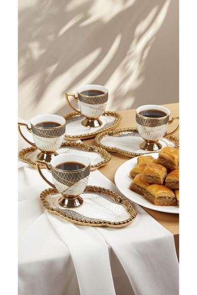 Generic Turkish coffee cup set with saucers