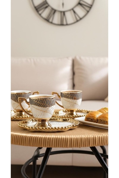 Generic Turkish coffee cup set with saucers