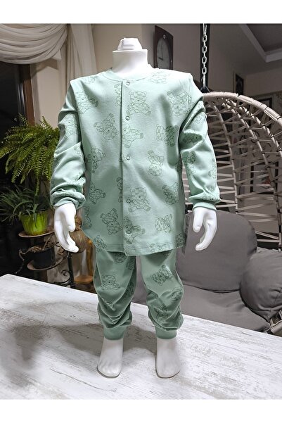 Miniworld Kız-Erkek Bebek- Çocuk Pijama Takımı %100 Pamuk Uzun Kollu Önü Çıtçıtlı Mevsimlik