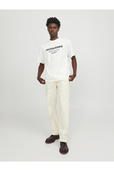 Jack & Jones Λευκό ανδρικό μπλουζάκι με λαιμόκοψη Jack&Jones Gale