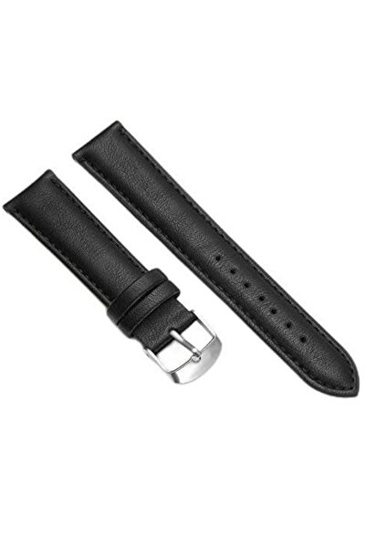 onlinekordon 22mm Watch Compatible Flat Black Classic Model Leather Watch Band Strap with 46mm Smart Pins