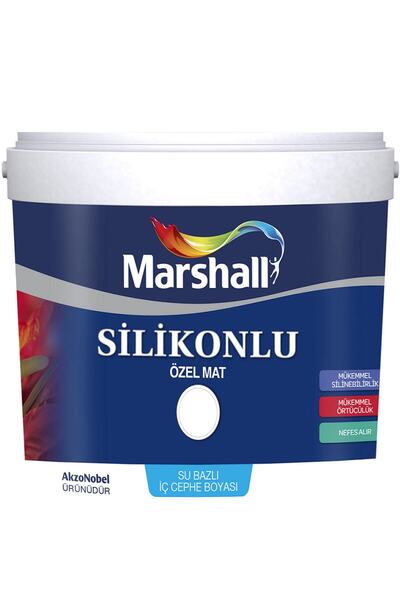 Marshall Silikonlu Özel Mat Silinebilir Iç Cephe Duvar Boyası 7.5 L - Defne Y...