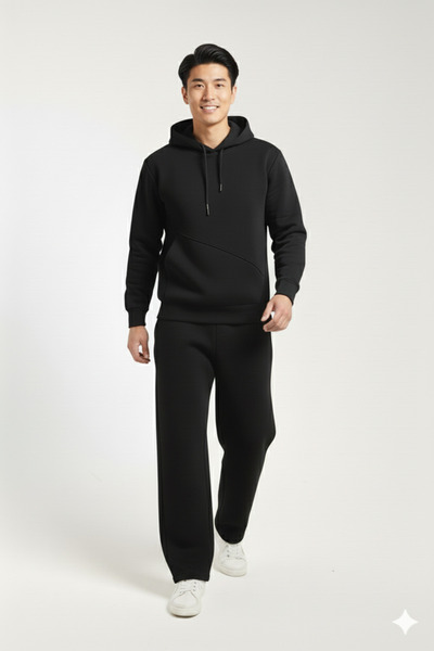 OXVİN Straight-Leg Three-Thread Soft Cotton Oversized Tracksuit Set with Side Pockets