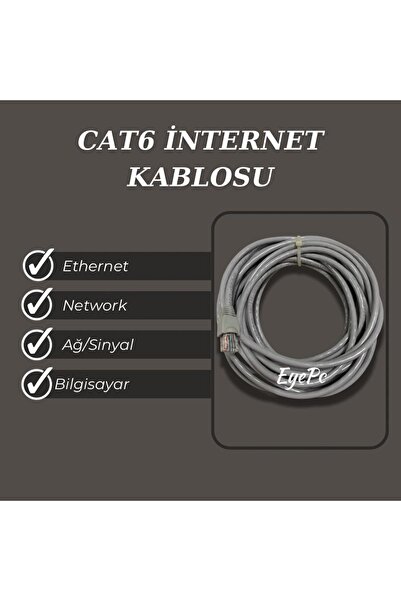 NcpLine 5mt 5 Metre Cat6 Modem Tivibu Arası Ethernet Internet Kablo Hazır Pre...